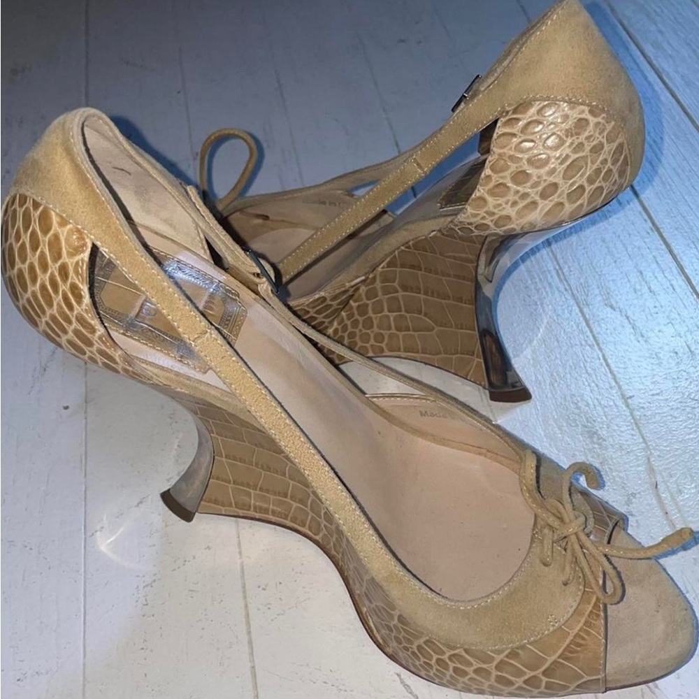✨Christian Dior Raf Simons crocodile open toe wedges✨